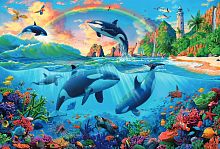 Пазл 3D Jazzle Puzzle 48 деталей: Дельфины и радуга
