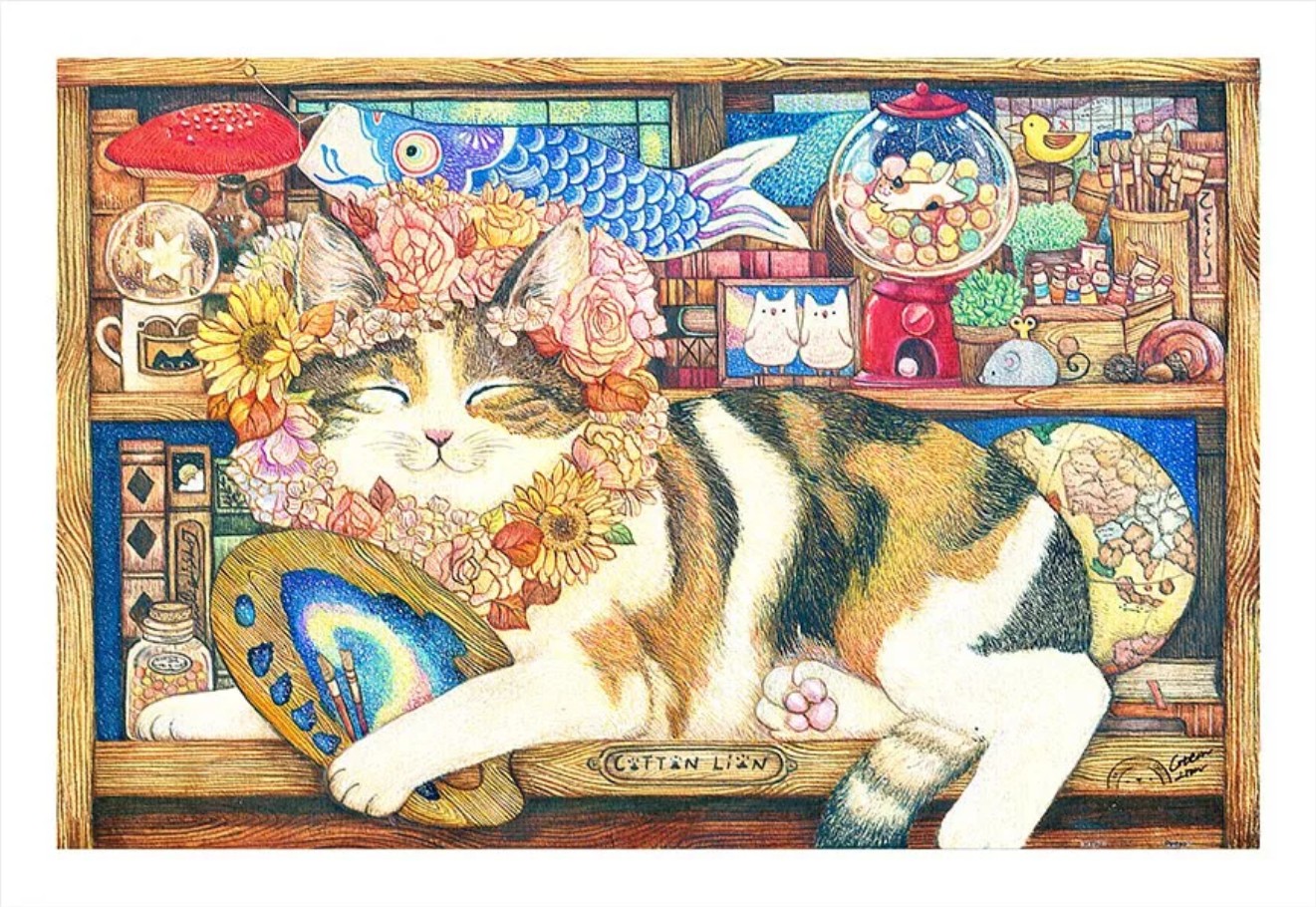 Пазл Pintoo 600 деталей: Cotton Lion. Кот-художник (Н2212) - купить в интернет магазине