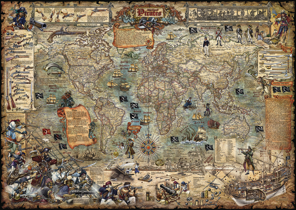 Пазл Heye 2000 деталей: Пиратская карта (29847) - купить в интернетмагазине - 1001puzzle.ru
