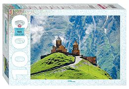Пазл Step puzzle 1000 деталей: Грузия. Казбек. Троицкая церковь в Гергети