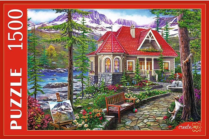 Пазл Рыжий Кот 1500 деталей: Красивый дом у озера