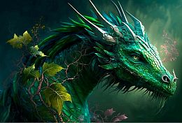 Алмазная мозаика без подрамника Рыжий Кот: Лесной дракон (полное заполнение)
