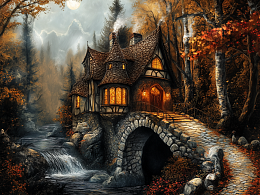 Пазл Алма деревянный 500 деталей. Сказочные домики. Лесной коттедж