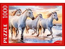 Пазл Рыжий Кот 1000 деталей: Табун лошадей на побережье
