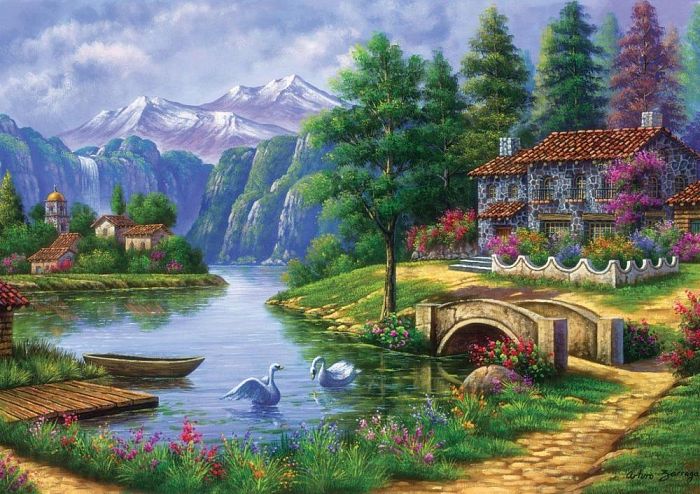 Пазл Art Puzzle 1500 деталей: Деревня у озера
