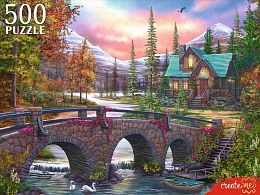 Пазл Рыжий Кот 500 деталей: Волшебный домик в горах (УЦЕНКА)