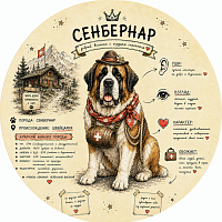 Пазл Алма деревянный круглый 142 детали. Собаки. Сенбернар