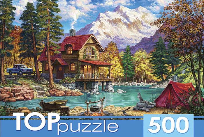 Пазл TOP Puzzle 500 деталей: Домик у озера в горах