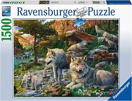 Пазл Ravensburger 1500 деталей: Весеннее пробуждение волчьей стаи