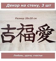 Декор деревянный для стен, декорация, панно интерьерное Иероглифы (венге)