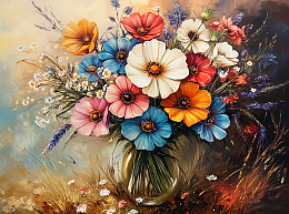 Картина интерьерная на стену, постер. Полевые цветы