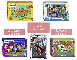 Набор Step Puzzle для детей 5 шт по 60 деталей: Мультфильмы-12