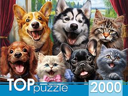 Пазл TOP Puzzle 2000 деталей: Селфи пушистых друзей