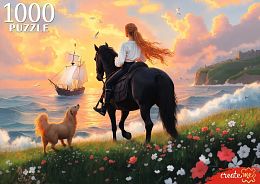 Пазл Рыжий Кот 1000 деталей: Лошадь на закате