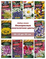 Набор семян, семена низкорослых многолетних цветов, аквилегия, астра, примула и др.