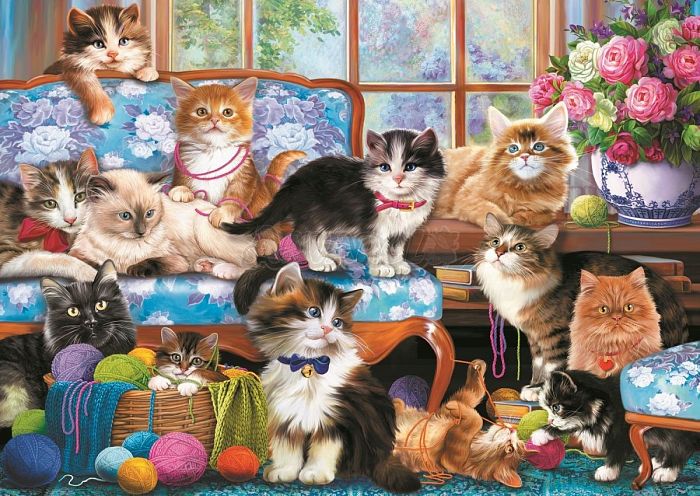 Пазл Trefl 500 деталей: Семейство кошачьих