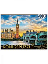 Пазл Konigspuzzle 500 деталей: Биг Бен и Вистмистерский мост на закате