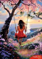 Пазл Рыжий Кот 500 деталей: Девушка на качелях