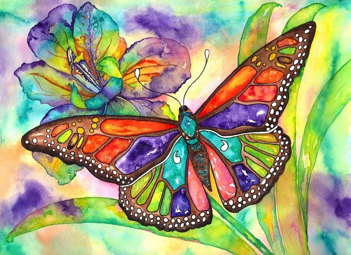 Пазл Nova 1000 деталей: Красочная бабочка, акварель