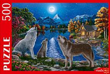 Пазл Рыжий Кот 500 деталей: Ночные волки у озера