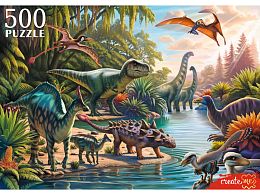 Пазл Рыжий Кот 500 деталей: Яркие динозавры