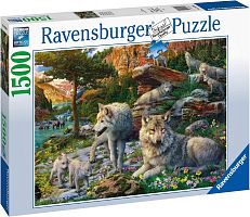 Пазл Ravensburger 1500 деталей: Весеннее пробуждение волчьей стаи