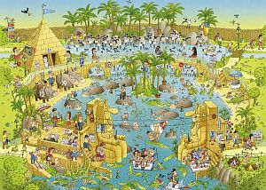 Пазл Heye 1000 деталей: Нильский зоопарк -- Degano: Funky Zoo - Nile Habitat - Нильский зоопарк