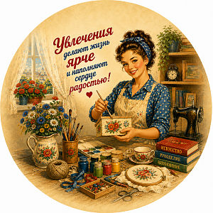 Пазл Алма деревянный круглый 142 детали. Винтажная коллекция. Увлечения - яркая жизнь