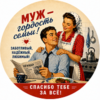 Пазл Алма деревянный круглый 142 детали. Винтажная коллекция.Муж - гордость семьи.