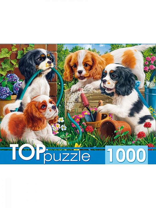 Пазл TOP Puzzle 1000 деталей: Озорные щенки спаниелей