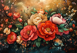 Пазл Алма деревянный 1000 деталей Цветы и натюрморты. Царские пионы