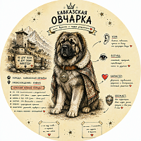 Пазл Алма деревянный круглый 142 детали. Собаки. Кавказская овчарка