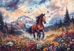 Пазл Алма деревянный ПРЕМИУМ 1000 деталей. Лошади. Дикая грация