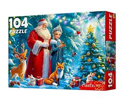 Пазл Рыжий Кот 104 деталей: Сказка у новогодней елки