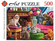 Пазл Artpuzzle 500 деталей: Котята у камина