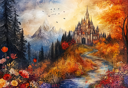 Пазл Алма деревянный ПРЕМИУМ 1000 деталей. Сказочный мир. Замок и горы