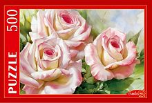 Пазл Рыжий Кот 500 деталей: И. Левашов. Бело-розовые розы