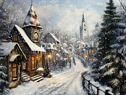 Картина интерьерная на стену, постер Зимняя улица