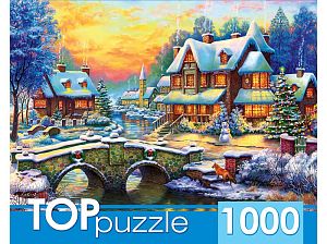 Пазл TOP Puzzle 1000 деталей: Зимняя деревня (УЦЕНКА)
