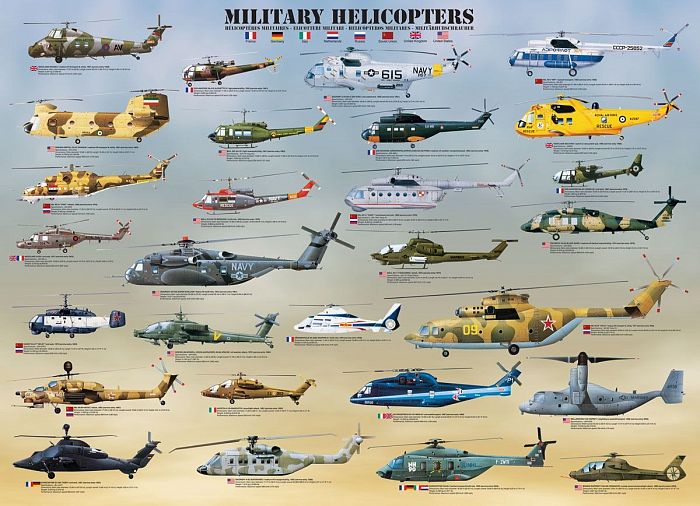Пазл Eurographics 1000 деталей: Военные вертолеты