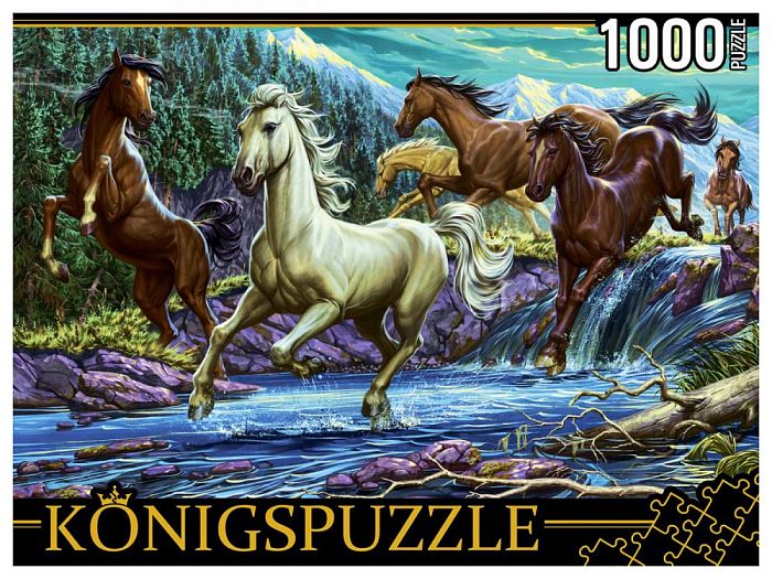 Пазл Konigspuzzle 1000 деталей: Ночные лошади