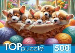 Пазл TOP Puzzle 500 деталей: Корги в корзине