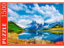 Пазл Рыжий Кот 1500 деталей: Альпийские пики над озером