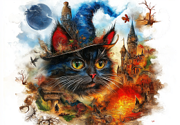 Пазл Алма деревянный ПРЕМИУМ 1000 деталей. Пушистые создания. Магия кота