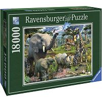 Пазл Ravensburger 18000 деталей: Джунгли. У водопоя