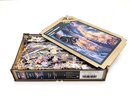 Пазл Алма деревянный 1000 деталей Волшебство природы. Хаски и северное сияние