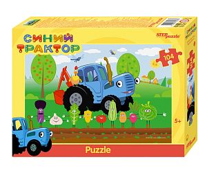 Пазл Step puzzle 104 деталей: Синий трактор