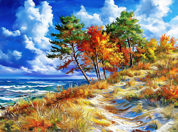 Картина интерьерная на стену, постер. Тропинка вдоль моря