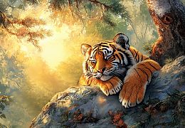 Пазл Алма деревянный 1000 деталей. Дикие и симпатичные. Спящий тигр