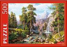 Пазл Рыжий Кот 500 деталей: В.Потапов. Пейзаж с водопадом